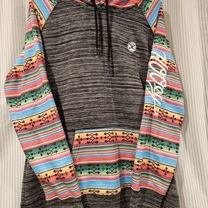 Hooey Gray and Tribal Multicolor Patterned Hoodie Salado